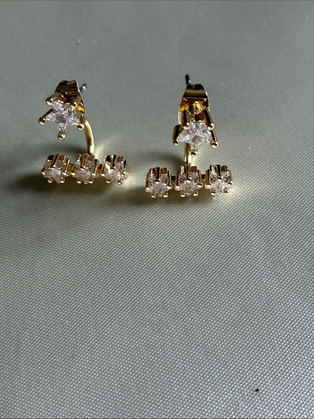 Private Label Gold Cubic Zirconia Jacket Stud Earrings